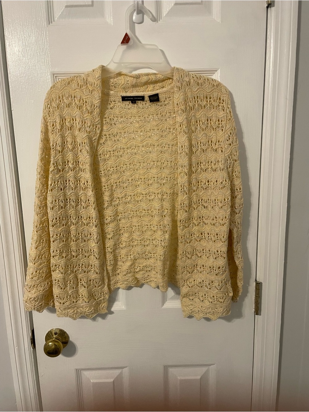 JEANNE PIERRE Pastel Multi Color  Crochet Open-Front Cardigan 100% Cotton